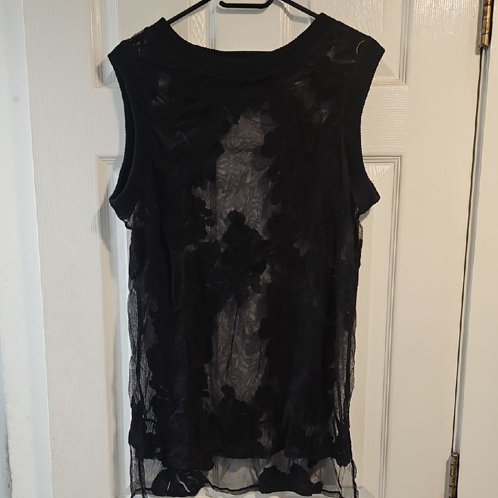 Ruff Hewn Black Sheer Sleeveless Blouse